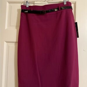 Elegant Fuchsia Pencil Skirt with Black Belt